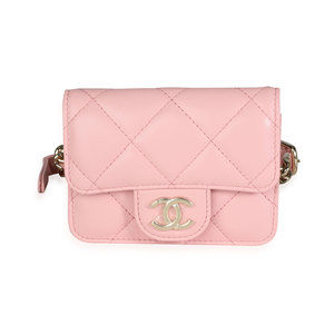 Chanel Pink Quilted Lambskin Elegant Chain Mini Belt Bag